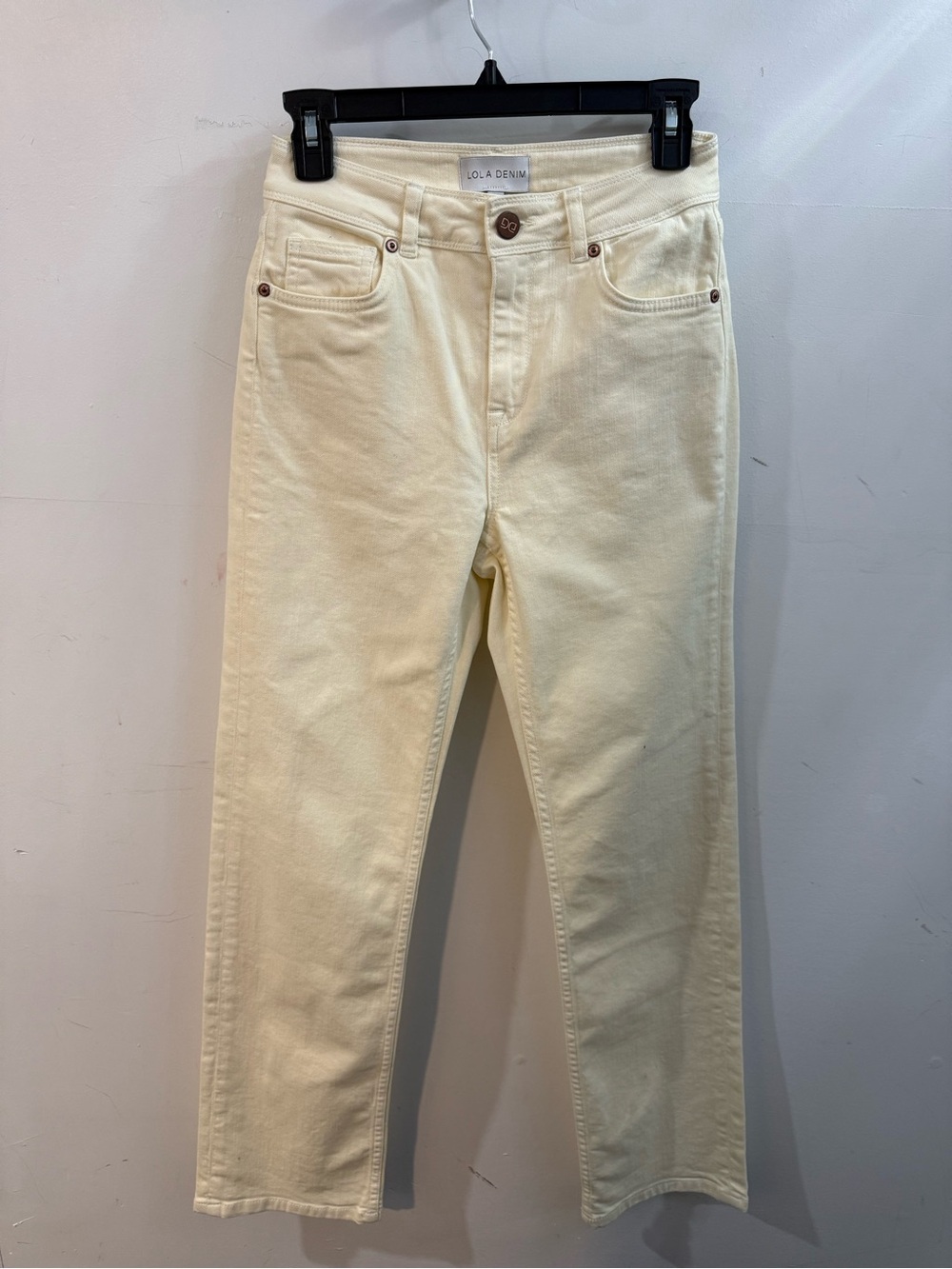 Lola Denim - Denver High-rise Cream Straight-Leg Jeans
